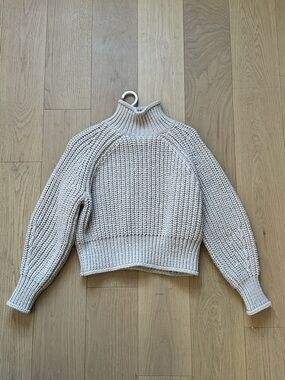 H&M Chunky Mock Neck Women Sweater in Light Beige